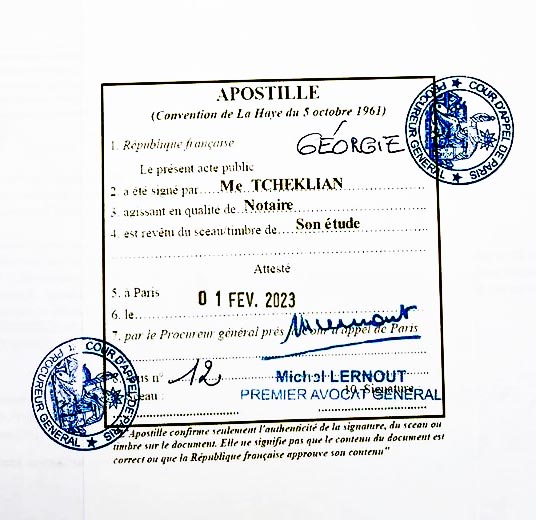 Example of French apostille